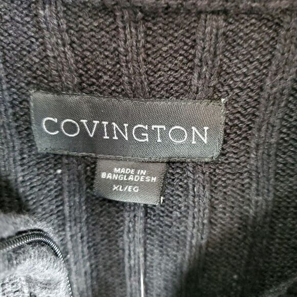Covington Sweater Men XL Pullover 1/4 Zip Black Heather Knit Dadcore Grandpacore - Picture 13 of 16